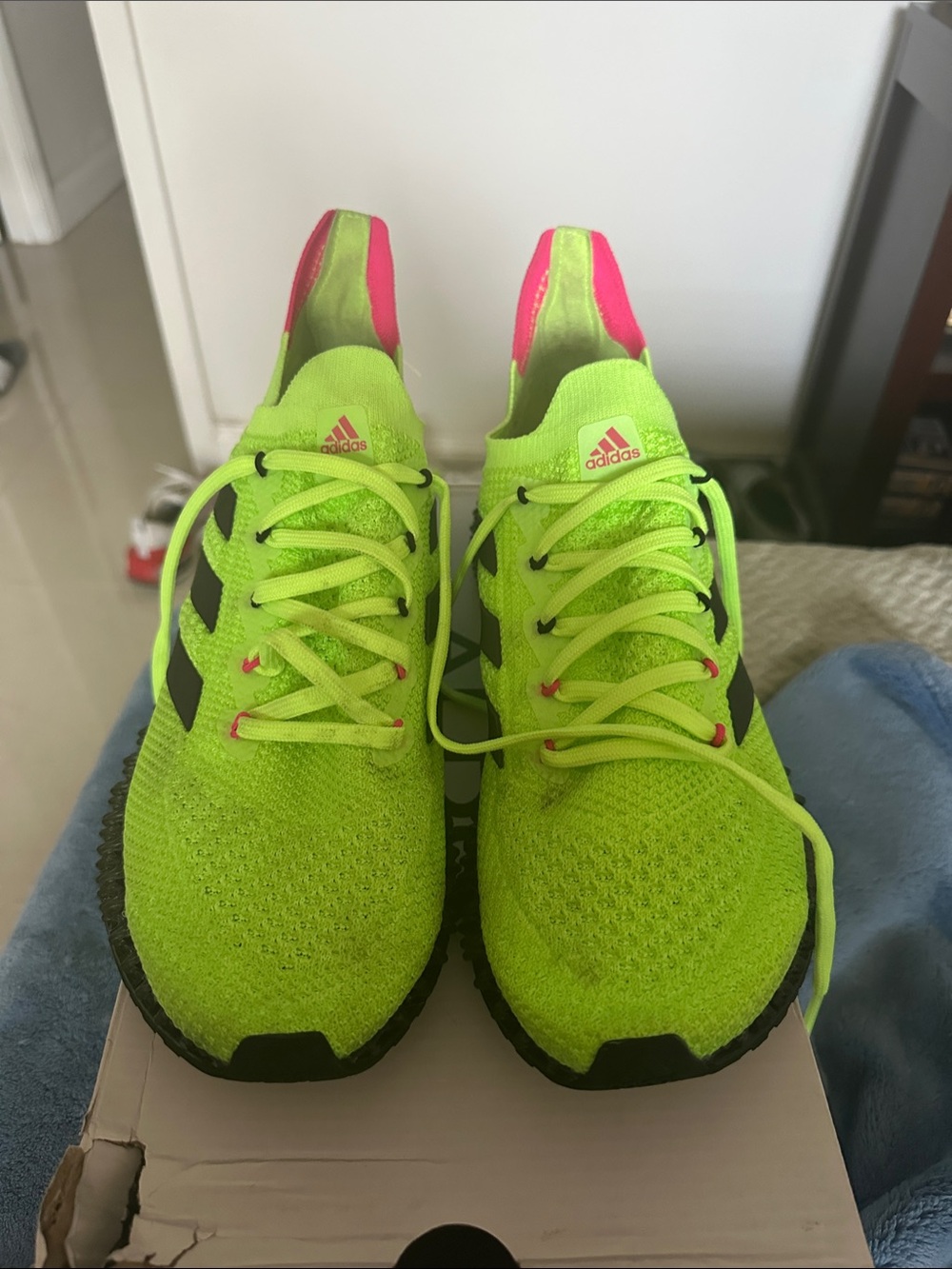 adidas Bright Lime Green Knit Sneakers